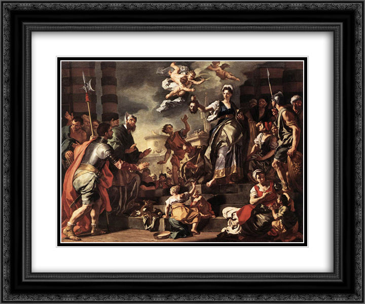 Judith with the Head of Holofernes 24x20 Black Ornate Wood Framed Art Print Poster with Double Matting by Solimena, Francesco