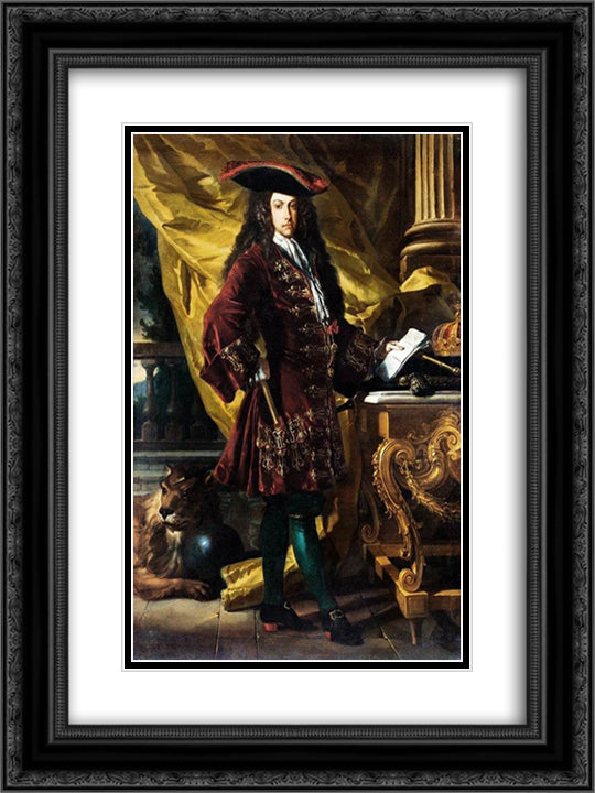 Portrait of Charles VI, Holy Roman Emperor (1685-1740) 18x24 Black Ornate Wood Framed Art Print Poster with Double Matting by Solimena, Francesco
