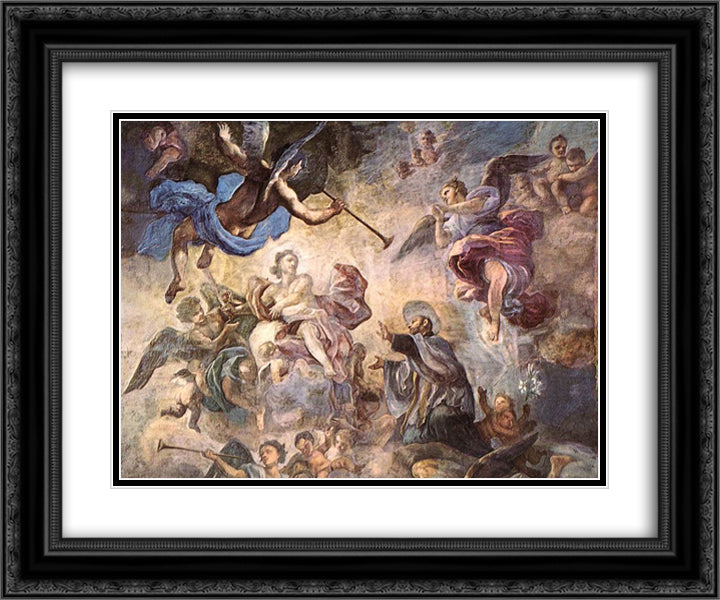 Saint Cajetan Appeasing Divine Anger 24x20 Black Ornate Wood Framed Art Print Poster with Double Matting by Solimena, Francesco