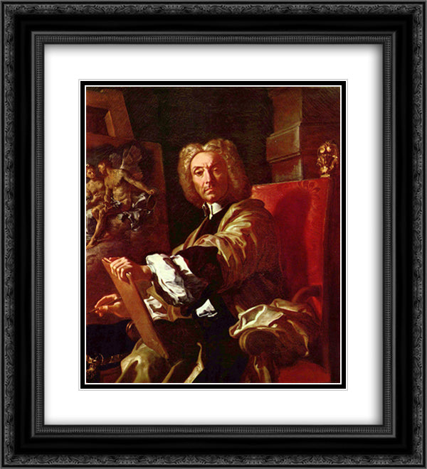 Self-Portrait 20x22 Black Ornate Wood Framed Art Print Poster with Double Matting by Solimena, Francesco