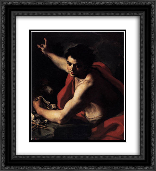 St. John the Baptist 20x22 Black Ornate Wood Framed Art Print Poster with Double Matting by Solimena, Francesco