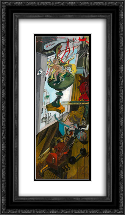 Danger 14x24 Black Ornate Wood Framed Art Print Poster with Double Matting by Gruber, Francis