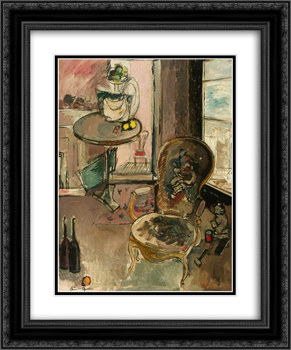 La chambre 20x24 Black Ornate Wood Framed Art Print Poster with Double Matting by Gruber, Francis