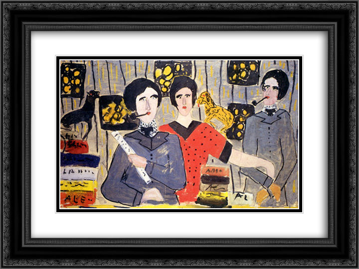 La famille 24x18 Black Ornate Wood Framed Art Print Poster with Double Matting by Gruber, Francis
