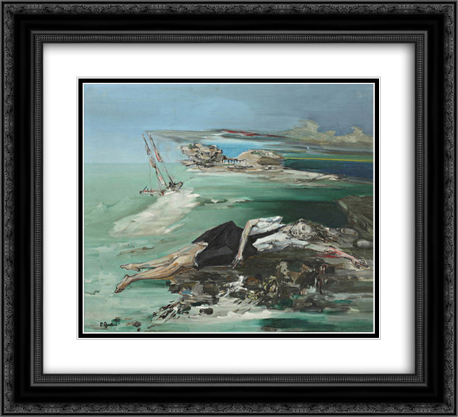 La noyee 22x20 Black Ornate Wood Framed Art Print Poster with Double Matting by Gruber, Francis