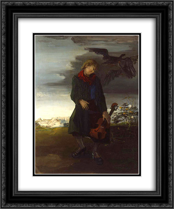 L'automne 20x24 Black Ornate Wood Framed Art Print Poster with Double Matting by Gruber, Francis