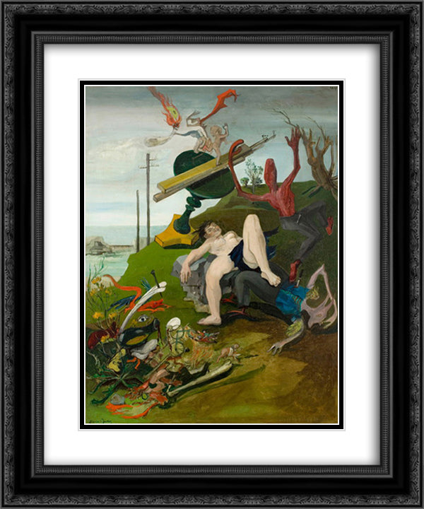 Les malheurs d'amour 20x24 Black Ornate Wood Framed Art Print Poster with Double Matting by Gruber, Francis