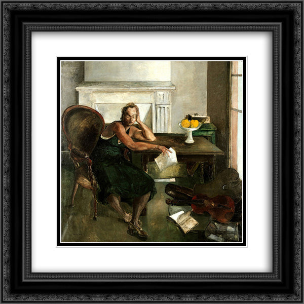 Mia 20x20 Black Ornate Wood Framed Art Print Poster with Double Matting by Gruber, Francis