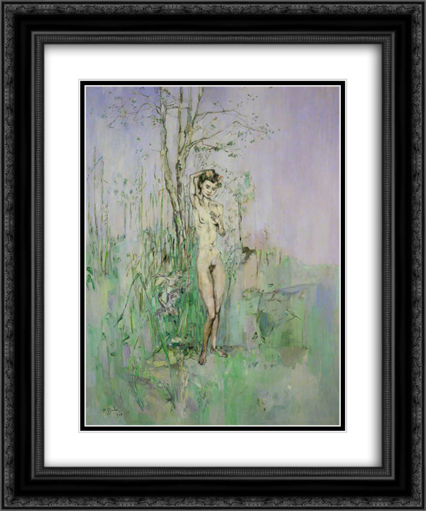 Nude Woman in Landscape 20x24 Black Ornate Wood Framed Art Print Poster with Double Matting by Gruber, Francis