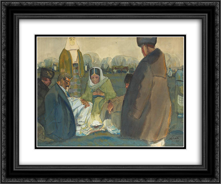 Halt 24x20 Black Ornate Wood Framed Art Print Poster with Double Matting by Sirato, Francisc