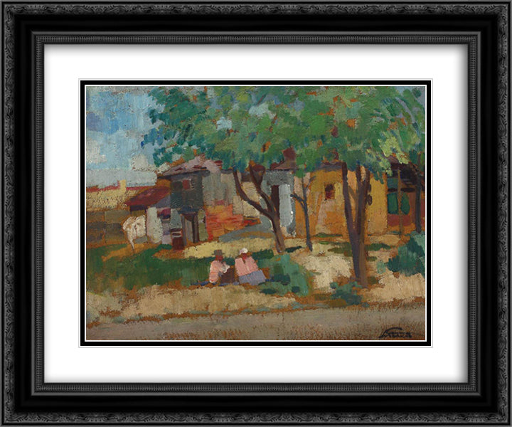 In the Shade 24x20 Black Ornate Wood Framed Art Print Poster with Double Matting by Sirato, Francisc