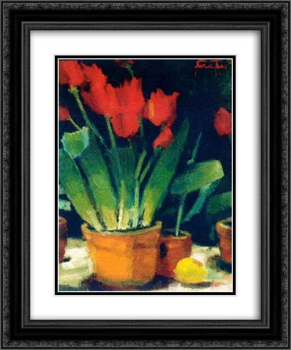 Lalele 20x24 Black Ornate Wood Framed Art Print Poster with Double Matting by Sirato, Francisc