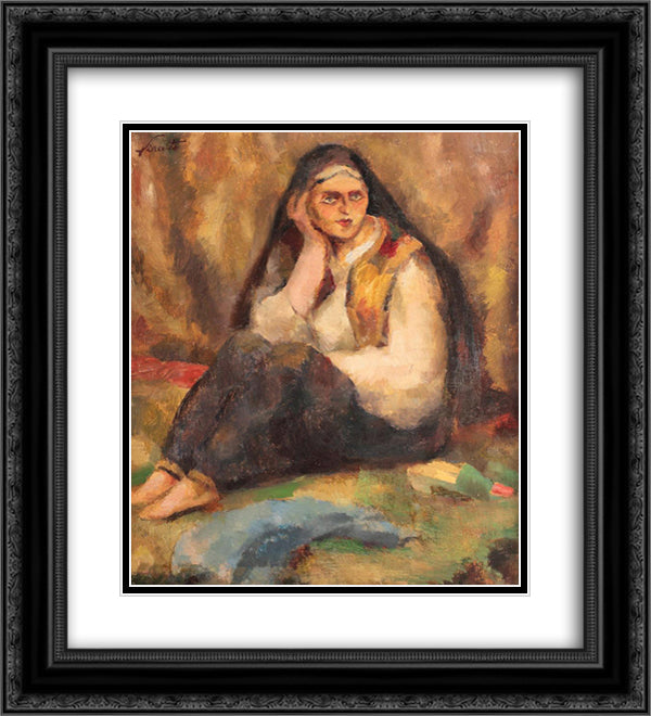 Odalisque 20x22 Black Ornate Wood Framed Art Print Poster with Double Matting by Sirato, Francisc
