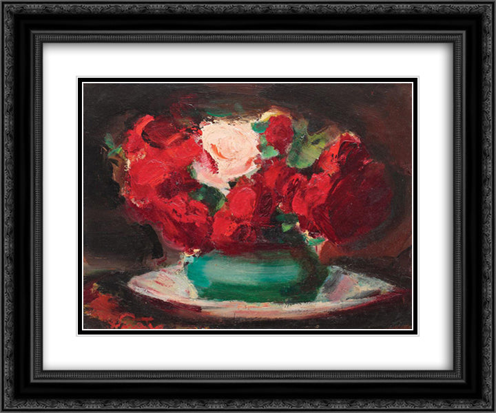 Red and Pink Roses 24x20 Black Ornate Wood Framed Art Print Poster with Double Matting by Sirato, Francisc