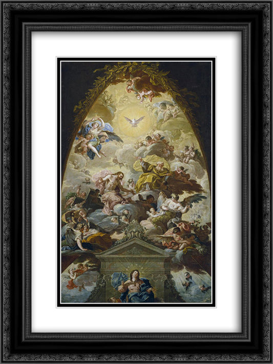 Asuncion de la Virgen 18x24 Black Ornate Wood Framed Art Print Poster with Double Matting by Bayeu y Subias, Francisco