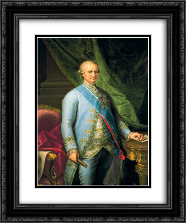 Carlos IV 20x24 Black Ornate Wood Framed Art Print Poster with Double Matting by Bayeu y Subias, Francisco