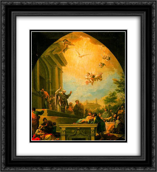 La predicacion de San Eugenio 20x22 Black Ornate Wood Framed Art Print Poster with Double Matting by Bayeu y Subias, Francisco