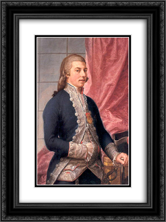 Portrait of Manuel Godoy 18x24 Black Ornate Wood Framed Art Print Poster with Double Matting by Bayeu y Subias, Francisco