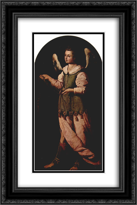 Angel with Incense 16x24 Black Ornate Wood Framed Art Print Poster with Double Matting by Zurbaran, Francisco de