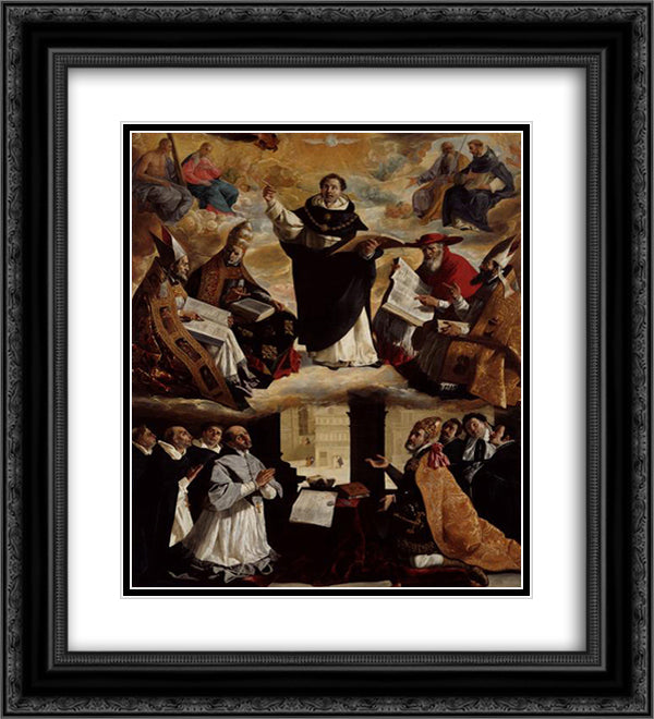 Apotheosis of St. Thomas Aquinas 20x22 Black Ornate Wood Framed Art Print Poster with Double Matting by Zurbaran, Francisco de