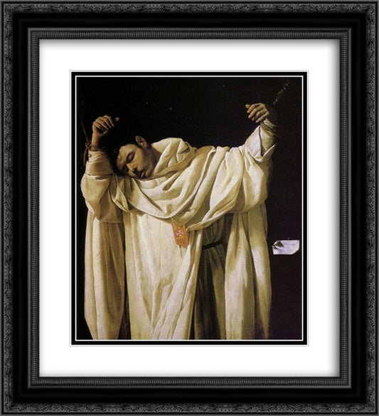 Beato Serapio 20x22 Black Ornate Wood Framed Art Print Poster with Double Matting by Zurbaran, Francisco de