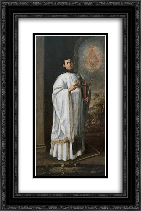 Brother Alonso de Ocana 16x24 Black Ornate Wood Framed Art Print Poster with Double Matting by Zurbaran, Francisco de