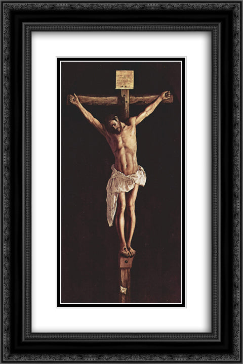 Christ on the Cross 16x24 Black Ornate Wood Framed Art Print Poster with Double Matting by Zurbaran, Francisco de