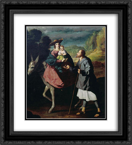 Flight into Egypt 20x22 Black Ornate Wood Framed Art Print Poster with Double Matting by Zurbaran, Francisco de