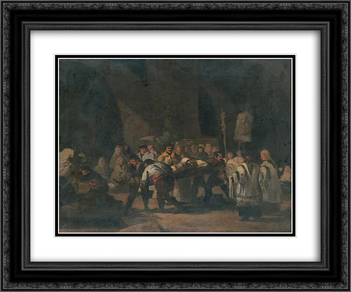 Funeral 24x20 Black Ornate Wood Framed Art Print Poster with Double Matting by Zurbaran, Francisco de