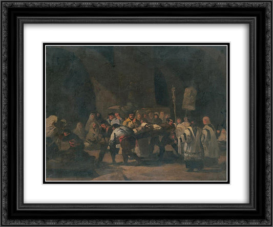 Funeral 24x20 Black Ornate Wood Framed Art Print Poster with Double Matting by Zurbaran, Francisco de