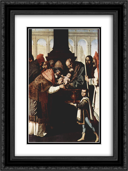 Monastery of Nuestra Senora de la Defension at Jerez de la Frontera, Scene The Circumcision 18x24 Black Ornate Wood Framed Art Print Poster with Double Matting by Zurbaran, Francisco de