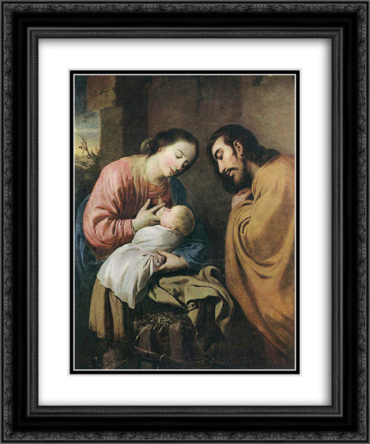 Rest on the Flight to Egypt 20x24 Black Ornate Wood Framed Art Print Poster with Double Matting by Zurbaran, Francisco de