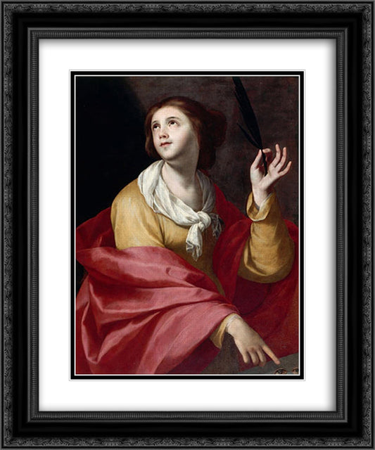 Saint Lucy 20x24 Black Ornate Wood Framed Art Print Poster with Double Matting by Zurbaran, Francisco de