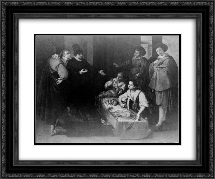 Scene From The Life Of Saint Pierre Theophile 24x20 Black Ornate Wood Framed Art Print Poster with Double Matting by Zurbaran, Francisco de