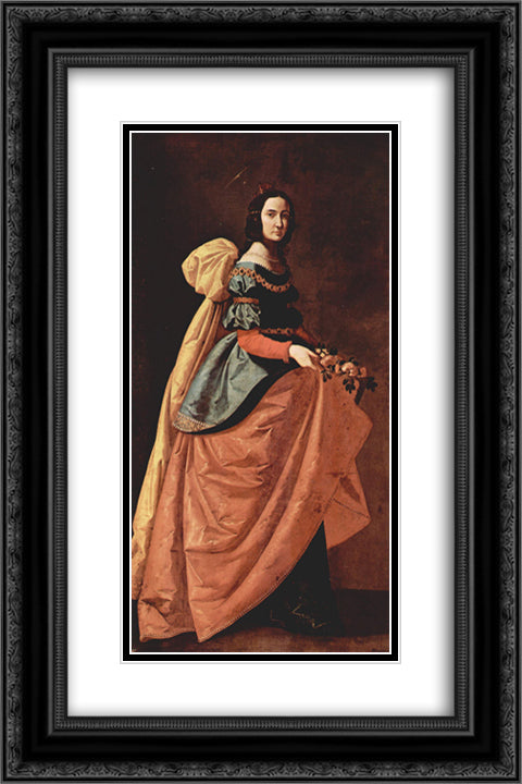 St. Casilda of Toledo 16x24 Black Ornate Wood Framed Art Print Poster with Double Matting by Zurbaran, Francisco de