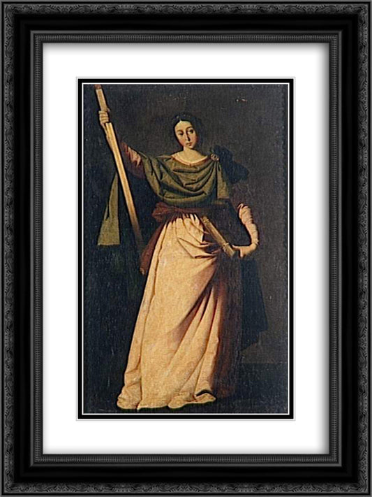 St. Eulalia 18x24 Black Ornate Wood Framed Art Print Poster with Double Matting by Zurbaran, Francisco de