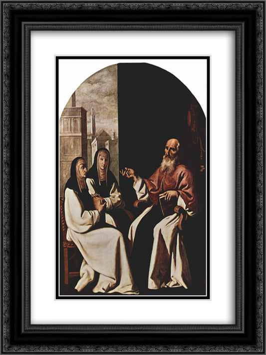 St. Jerome with St. Paula and St. Eustochium 18x24 Black Ornate Wood Framed Art Print Poster with Double Matting by Zurbaran, Francisco de