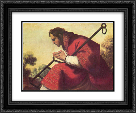 St. Lawrence 24x20 Black Ornate Wood Framed Art Print Poster with Double Matting by Zurbaran, Francisco de