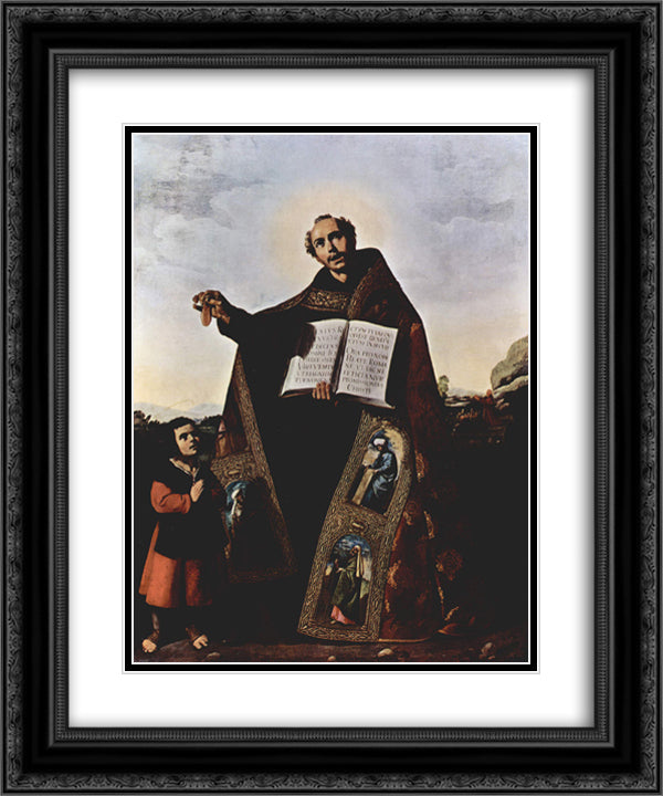 St. Romanus and St. Barulas of Antioch 20x24 Black Ornate Wood Framed Art Print Poster with Double Matting by Zurbaran, Francisco de