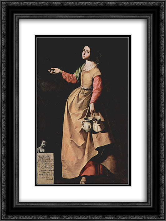 St. Rufina of Seville 18x24 Black Ornate Wood Framed Art Print Poster with Double Matting by Zurbaran, Francisco de