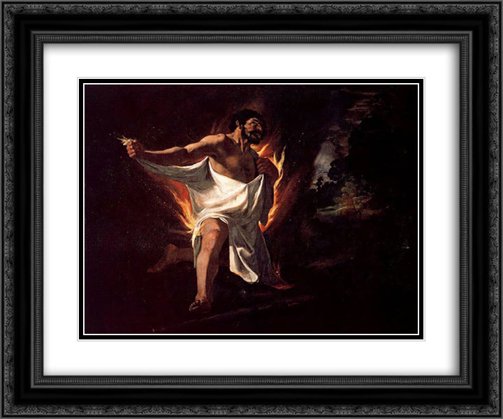 The Death of Hercules 24x20 Black Ornate Wood Framed Art Print Poster with Double Matting by Zurbaran, Francisco de