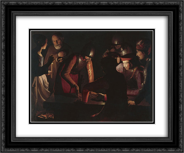 The Denial of Saint Peter 24x20 Black Ornate Wood Framed Art Print Poster with Double Matting by Zurbaran, Francisco de