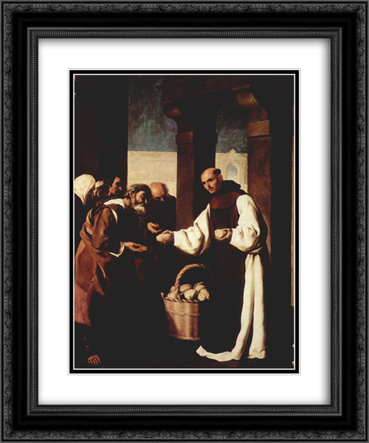 The mercy of Fra Martin de Vizcaya 20x24 Black Ornate Wood Framed Art Print Poster with Double Matting by Zurbaran, Francisco de