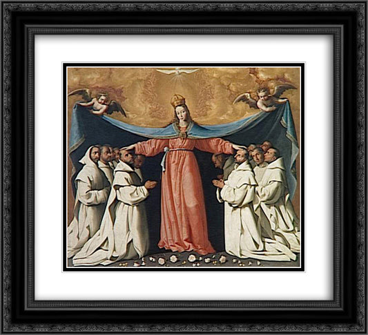 The Virgin of the Carthusians 22x20 Black Ornate Wood Framed Art Print Poster with Double Matting by Zurbaran, Francisco de