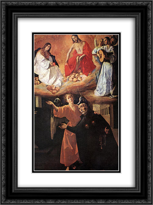 Vision of Blessed Alonso Rodriguez 18x24 Black Ornate Wood Framed Art Print Poster with Double Matting by Zurbaran, Francisco de