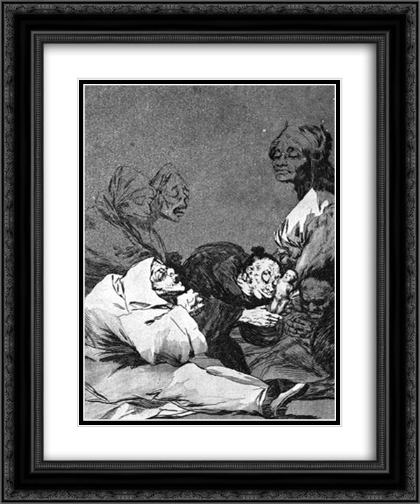 A Gift for the Master 20x24 Black Ornate Wood Framed Art Print Poster with Double Matting by Goya, Francisco