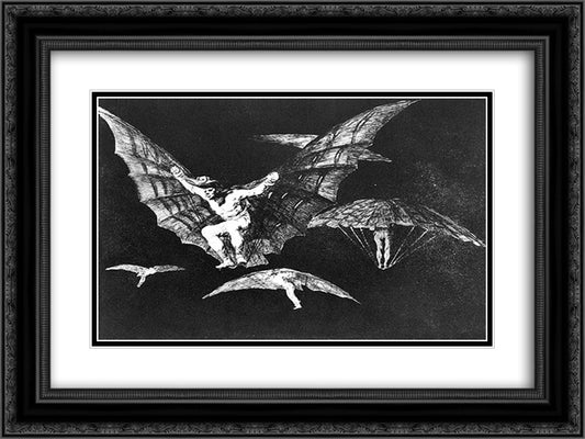 A way of flying 24x18 Black Ornate Wood Framed Art Print Poster with Double Matting by Goya, Francisco