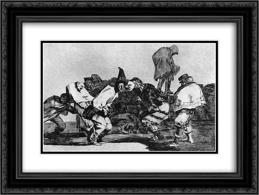 Absurdity of Carnival 24x18 Black Ornate Wood Framed Art Print Poster with Double Matting by Goya, Francisco