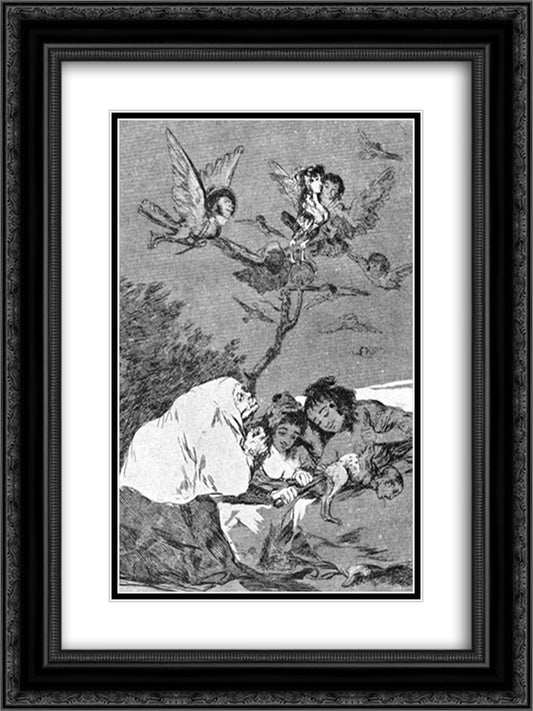 All will fall 18x24 Black Ornate Wood Framed Art Print Poster with Double Matting by Goya, Francisco