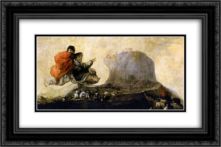 Asmodea 24x16 Black Ornate Wood Framed Art Print Poster with Double Matting by Goya, Francisco